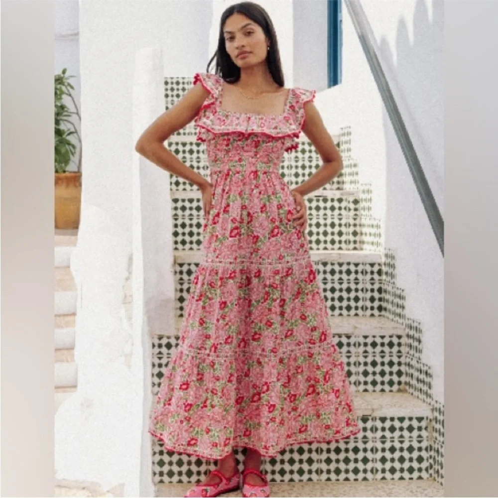 Tuckernuck Pink City Prints Sweet Hibiscus Carrie Floral Dress Size Medium - Picture 9 of 9